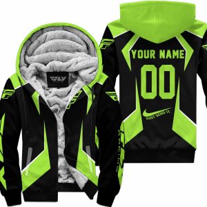 LIMITED EDITION - CUSTOM NAME FLY RACING - GREEN 1 - FLEECE ZIP HOODIE