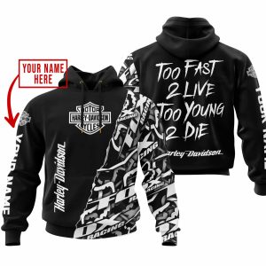 TOO FAST TO LIVE TOO YOUNG TO DIE - LIMITED EDITION - CUSTOM NAME - HARLEY-DAVIDSON - BLACK