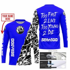 TOO FAST TO LIVE TOO YOUNG TO DIE - LIMITED EDITION - CUSTOM NAME - SEA DOO - BLUE - JERSEY