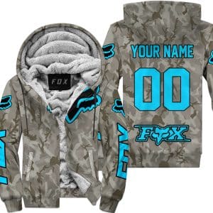 LIMITED EDITION PRODUCTS - US ARMY V2 - FOX RACING - CUSTOM NAME - SKY BLUE - FLEECE ZIP HOODIE